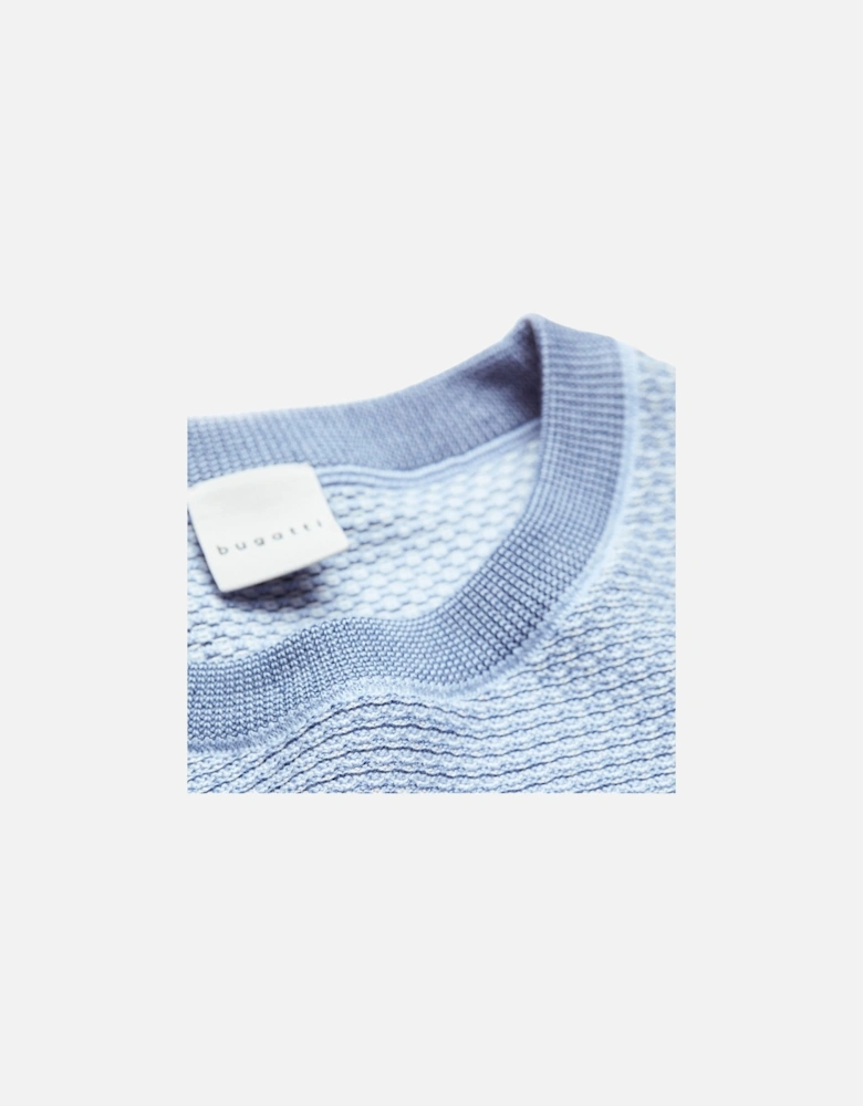 Mens Pattern Crew Knit Sweatshirt (Blue)