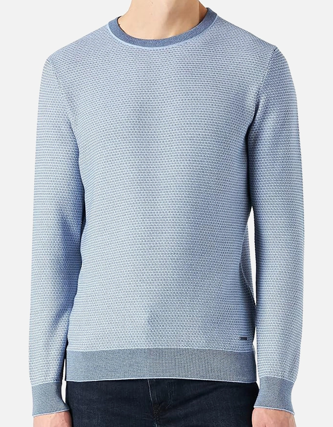 Mens Pattern Crew Knit Sweatshirt (Blue)