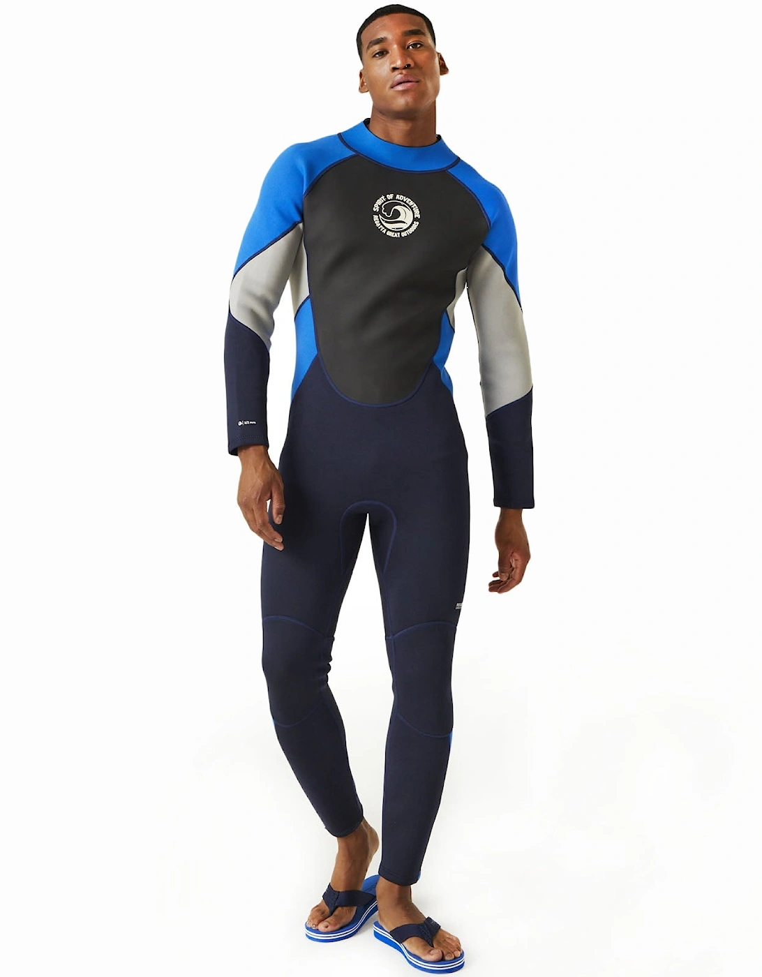 Mens Back Zip Outdoor Surfing Full Length Wetsuit - Navy Oxford Blue, 9 of 8