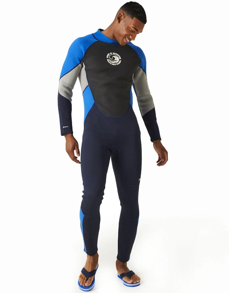Mens Back Zip Outdoor Surfing Full Length Wetsuit - Navy Oxford Blue