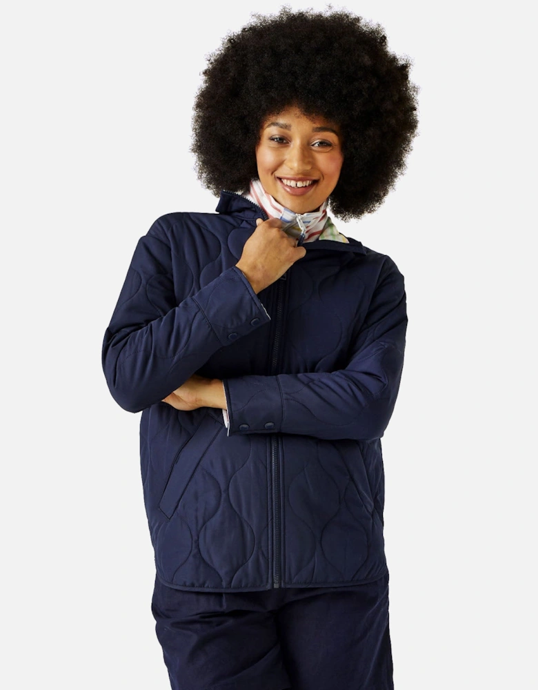 Womens Courcelle High Collar Padded Jacket -  Navy