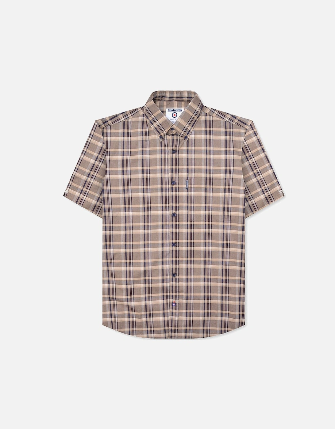 Mens Short Sleeve Checked Button Down Shirt, 2 of 1