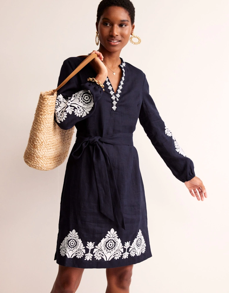 Cleo Embroidered Linen Dress