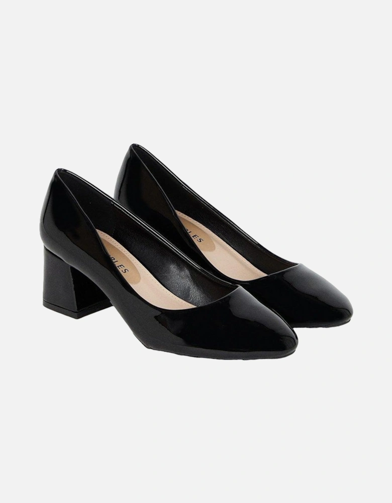 Womens/Ladies Deacon Almond Toe Low Block Heel Court Shoes