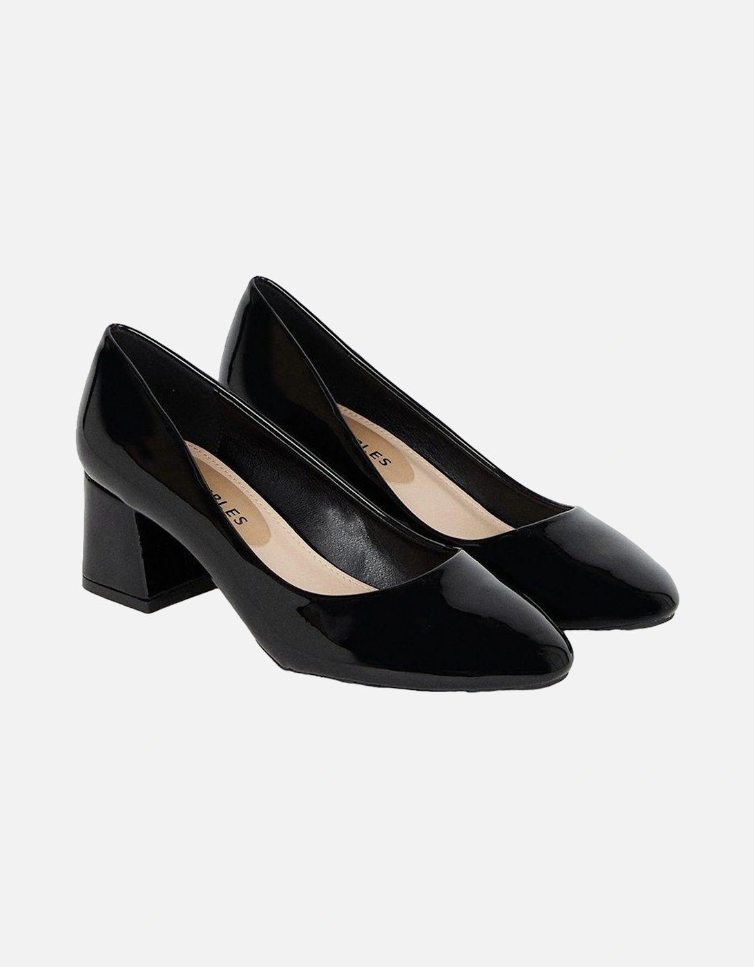 Womens/Ladies Deacon Almond Toe Low Block Heel Court Shoes, 4 of 3