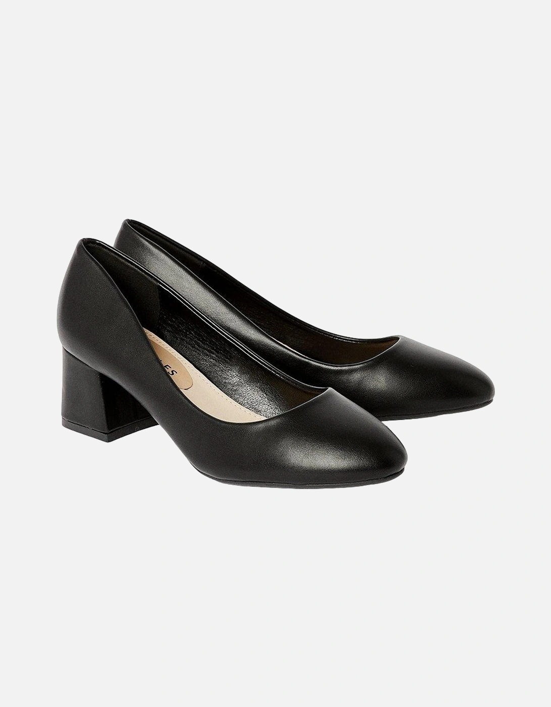 Womens/Ladies Deacon Almond Toe Low Block Heel Court Shoes, 4 of 3