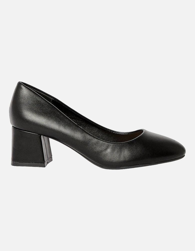 Womens/Ladies Deacon Almond Toe Low Block Heel Court Shoes