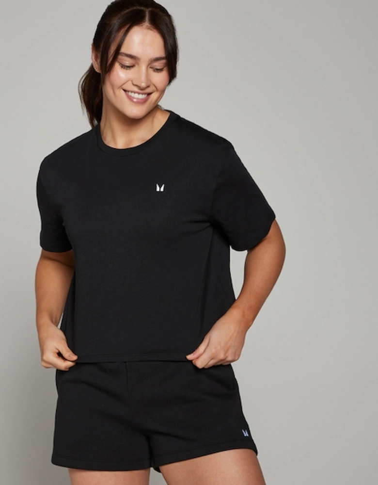 Women's Lifestyle Boxy Short Sleeve Crop T-Shirt - Black