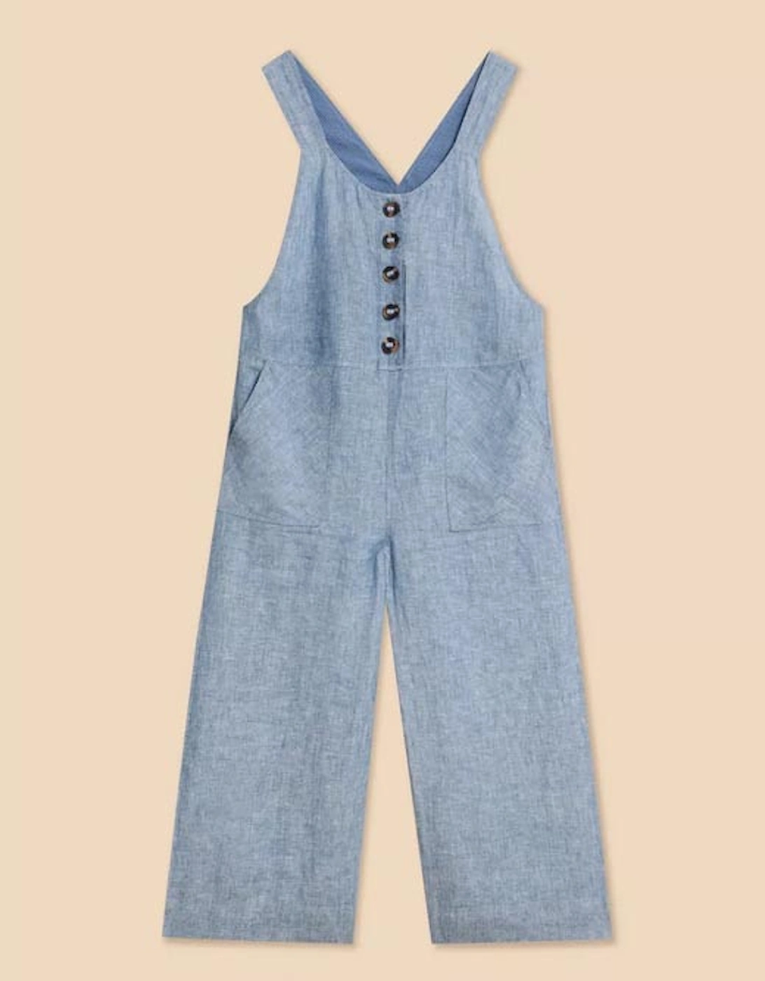 Women's Viola Linen Dungaree Chambray Blue