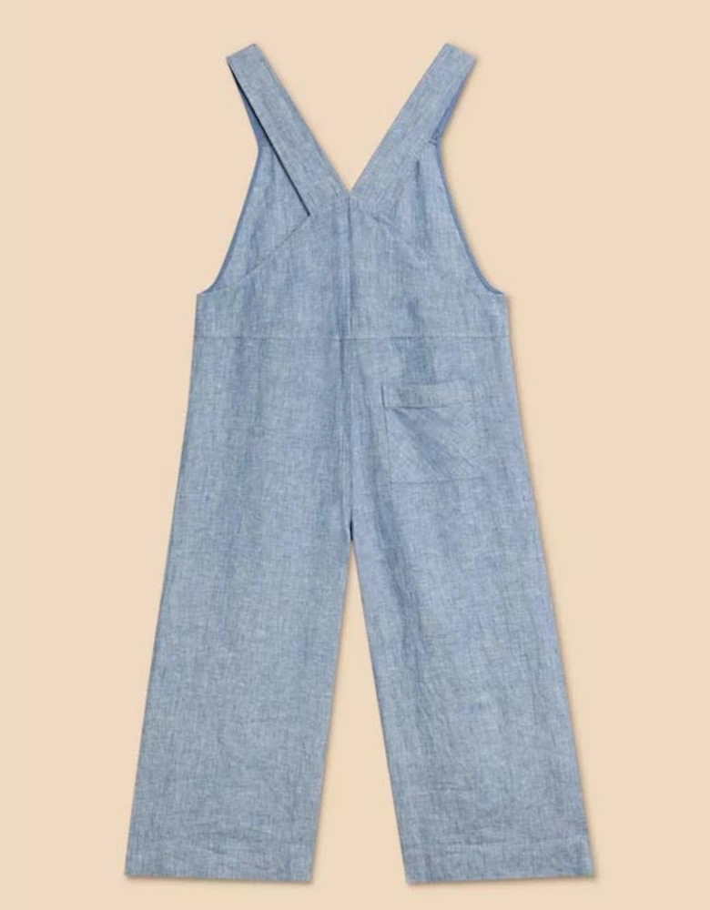 Petite Women's Viola Linen Dungaree Chambray Blue