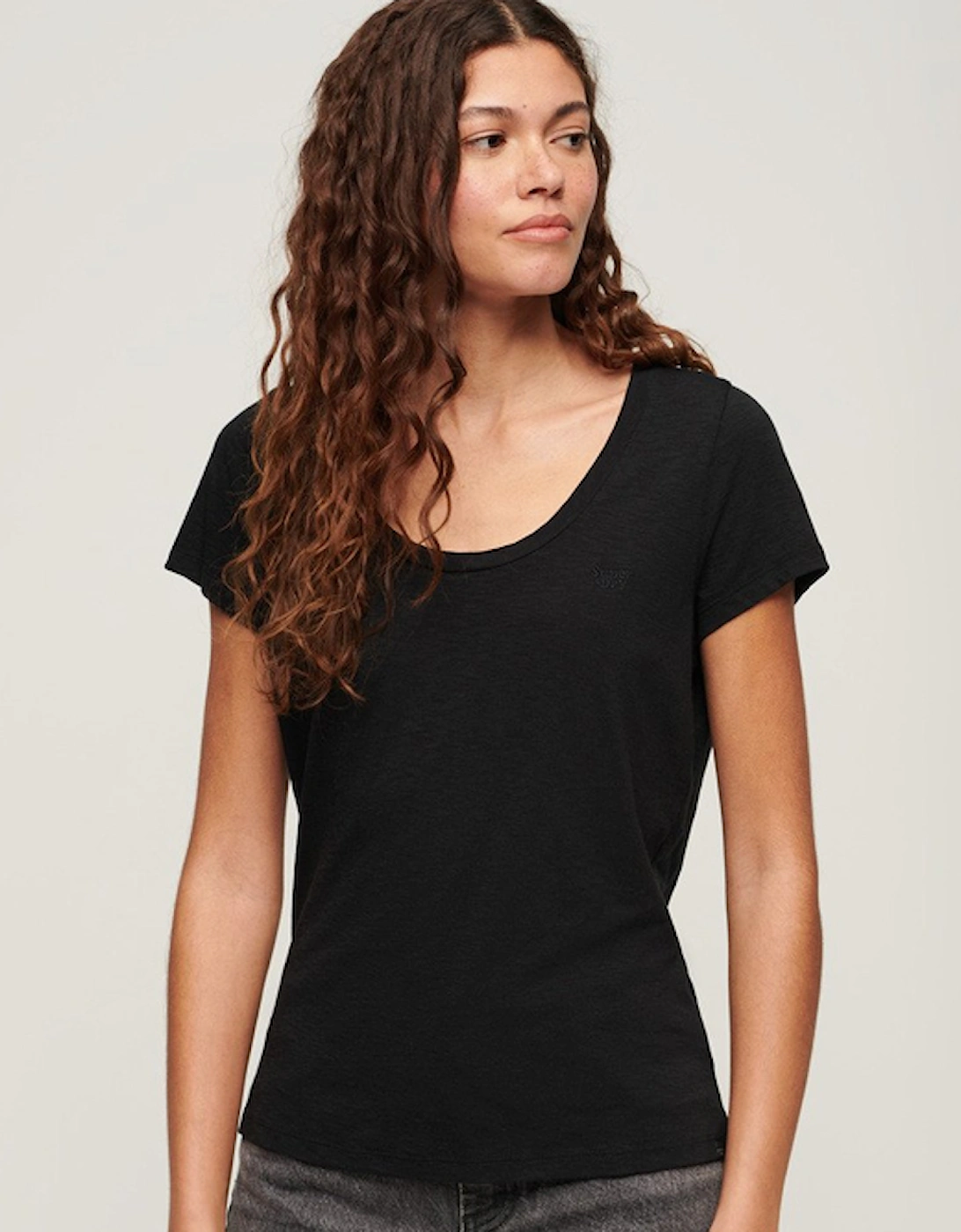 Superdry Women's Black Scoop Neck Tee - : Size 14