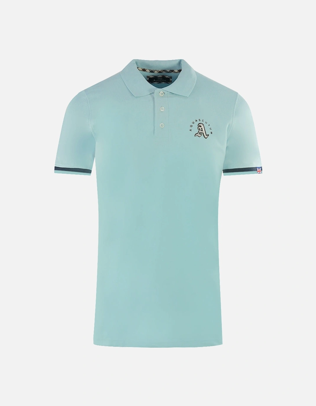 Embossed A Tipped Light Blue Polo Shirt, 3 of 2