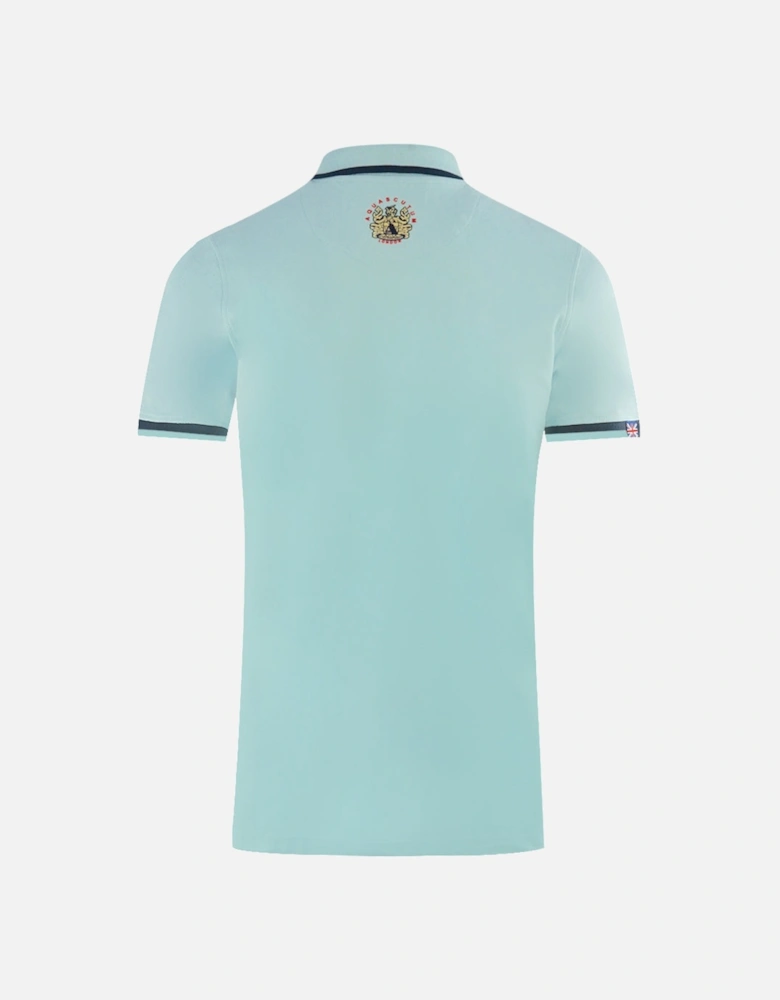 Embossed A Tipped Light Blue Polo Shirt