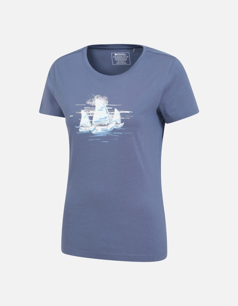 Womens/Ladies Sailboat Organic T-Shirt