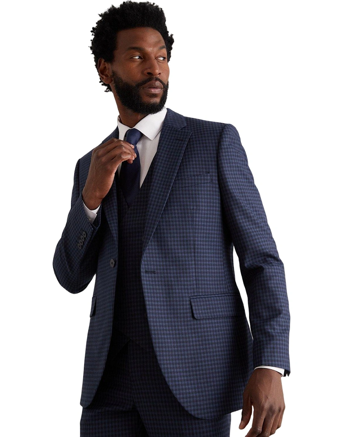 Mens Small Scale Check Tailored Suit Jacket, 5 of 4