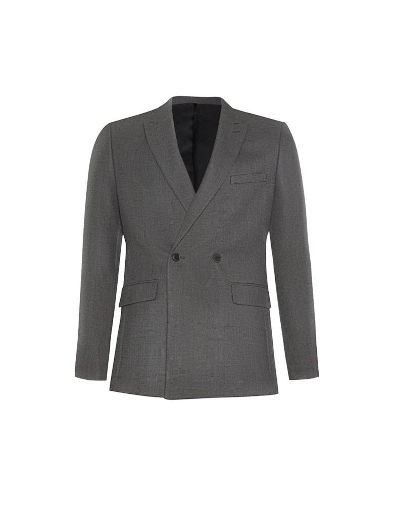 Mens Self Striped Double-Breasted Wide Suit Jacket