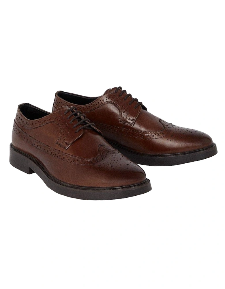 Mens Leather Brogue Detailing Derby Shoes