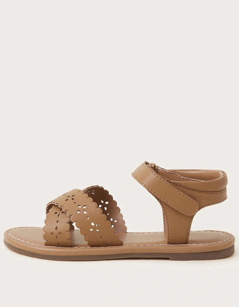 Girls Leather Sandals - Tan