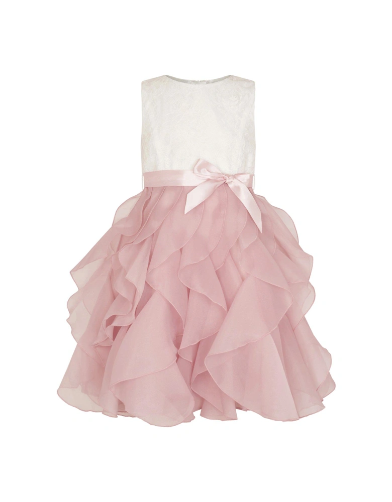 Girls Lace Cancan Ruffle Dress - Pink