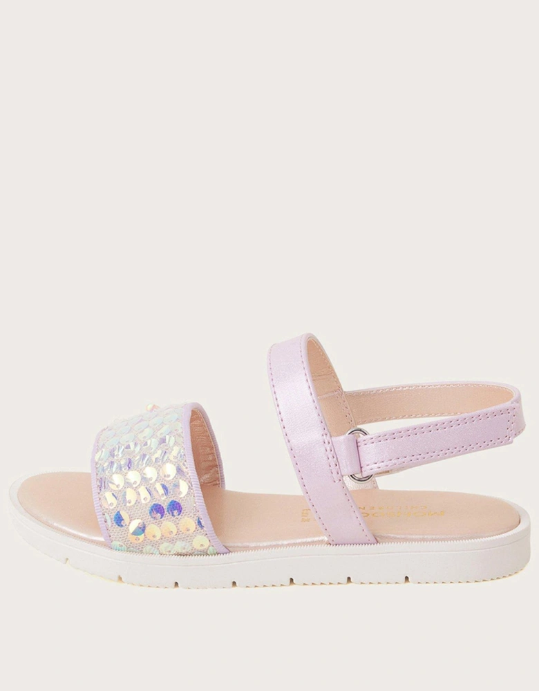 Girls Lilac Mermaid Sequin Sandals - Lilac