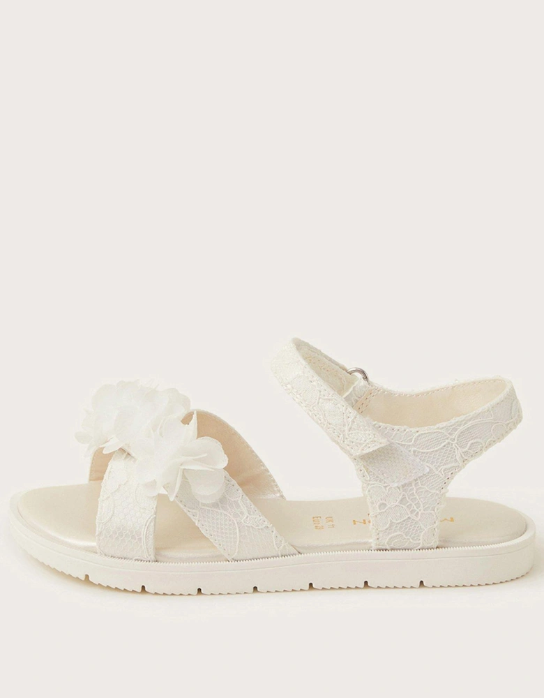 Girls Lace Corsage Sandals - Ivory