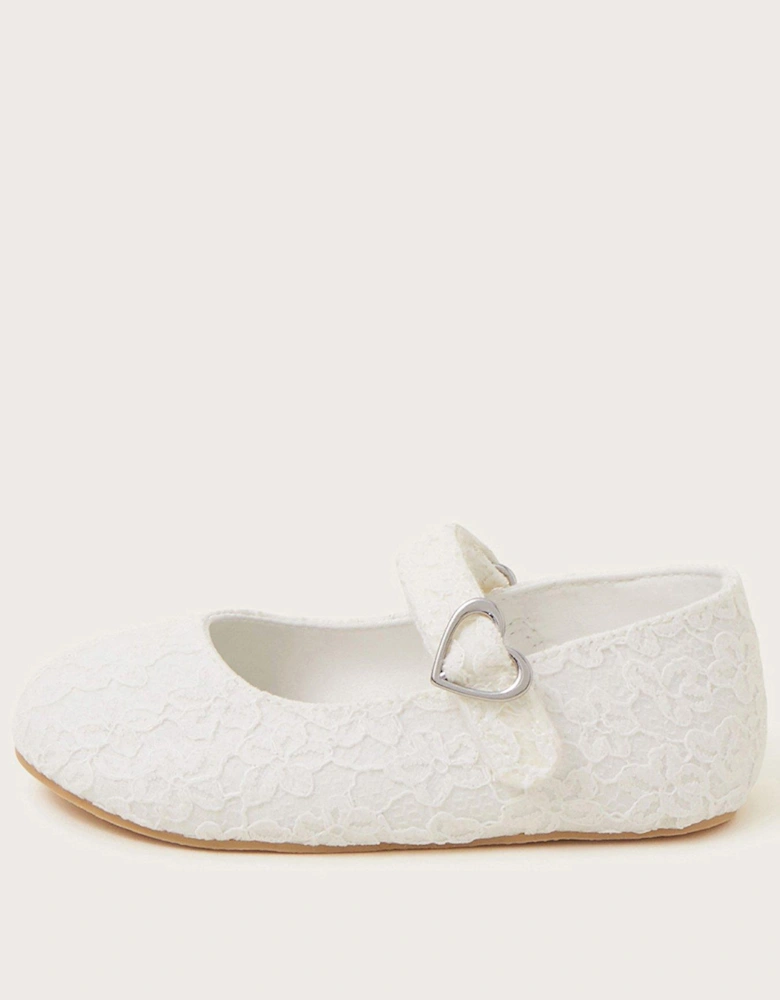 Baby Girls Lacey Heart Walker Shoes - Ivory