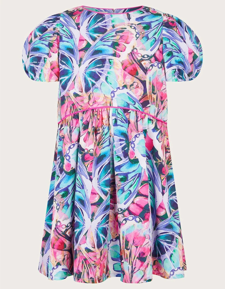 Girls Butterfly Print Dress - Multi