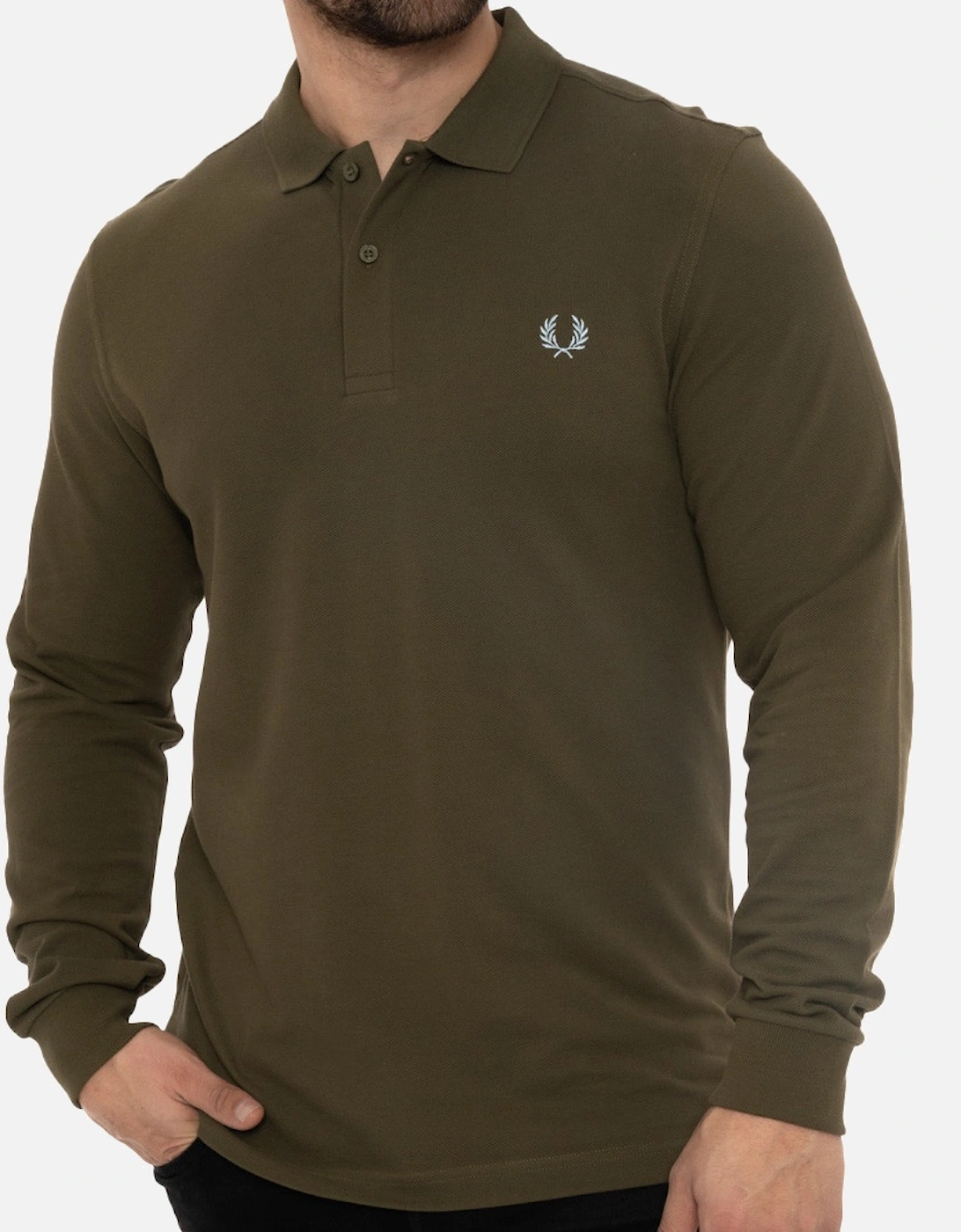 Mens L/S Plain Polo Shirt (Green), 7 of 6
