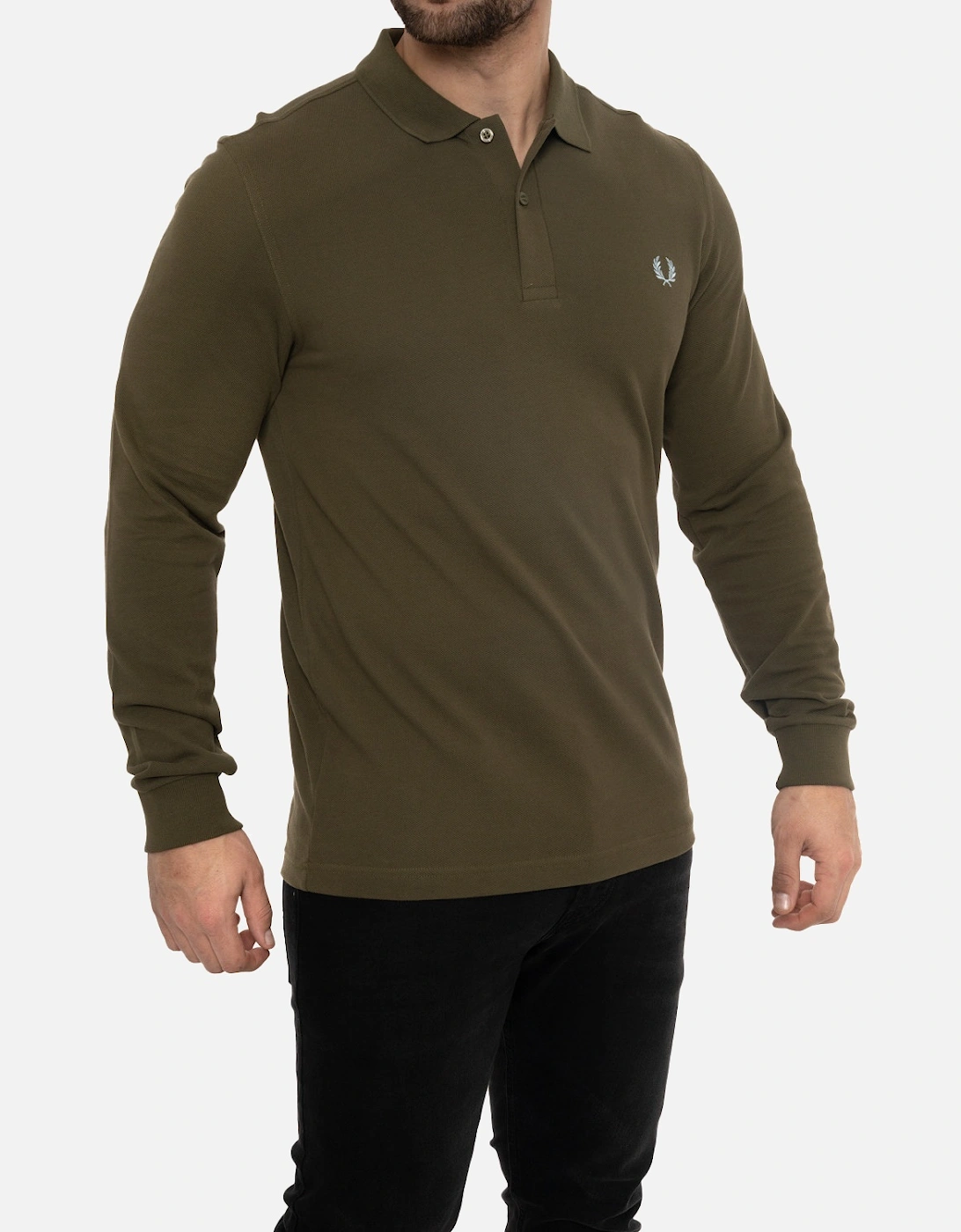 Mens L/S Plain Polo Shirt (Green)