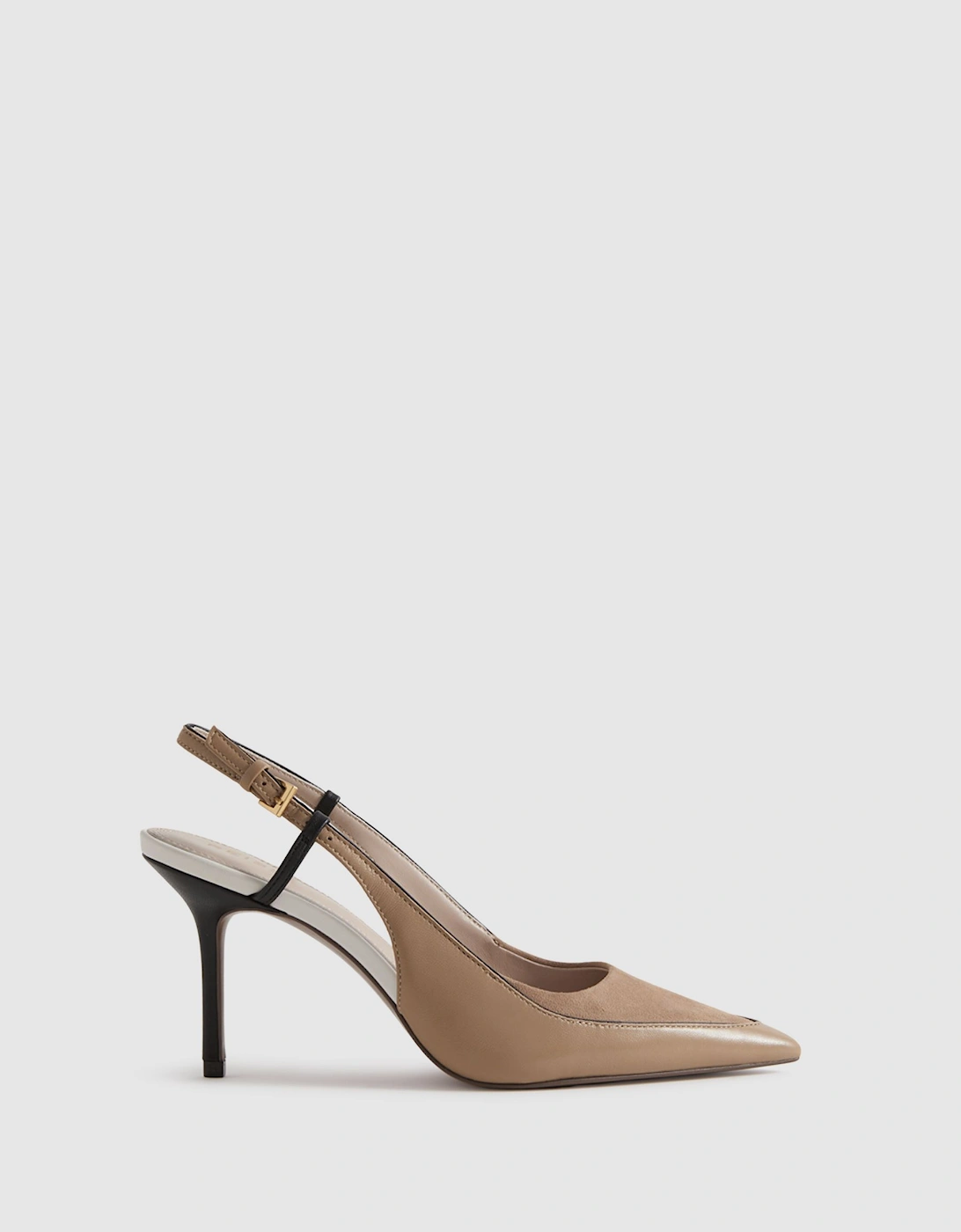 Leather Suede Pointed Slingback Heels, 2 of 1