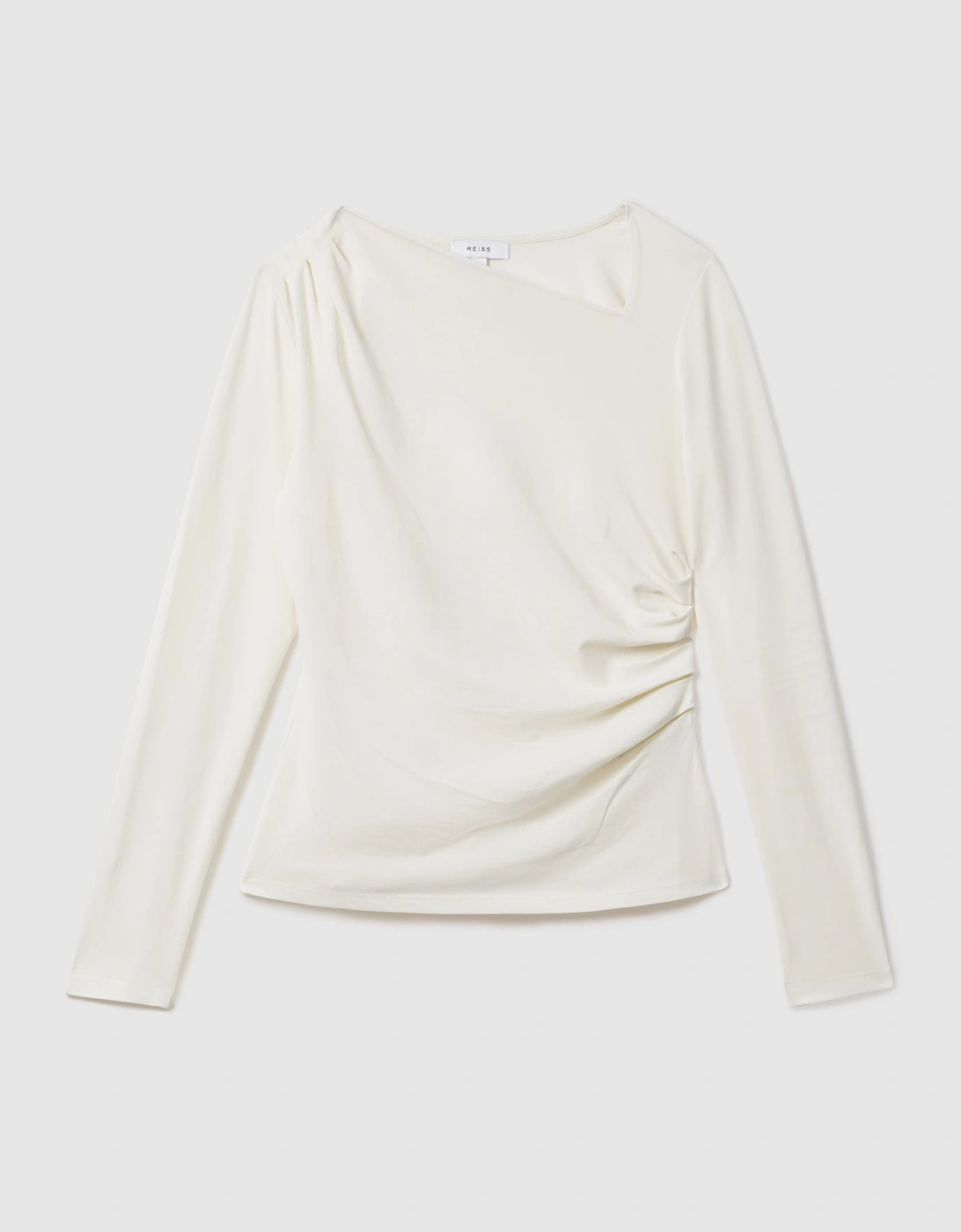 Ruched Asymmetric Neck Top, 2 of 1