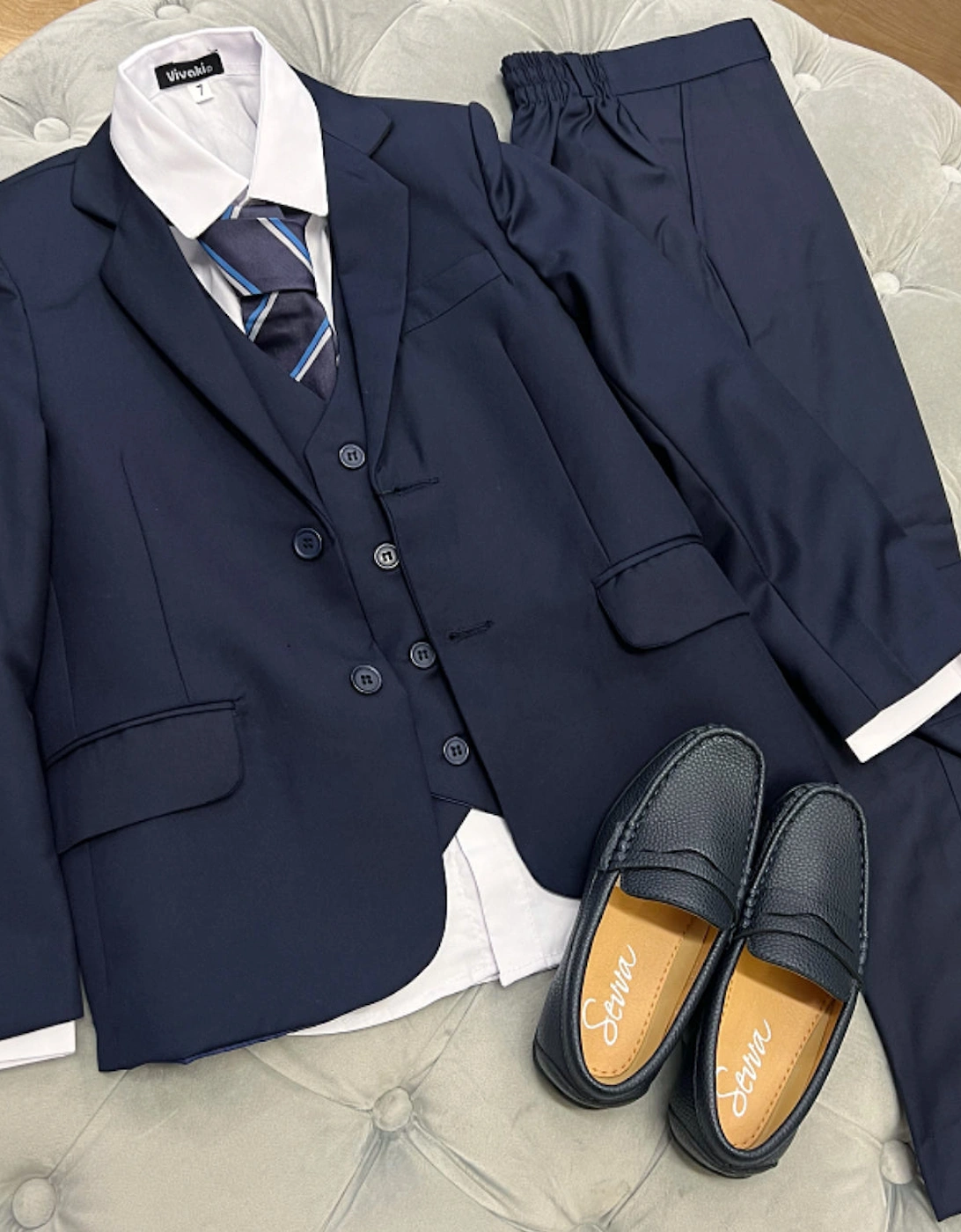 Boys Navy 5 Piece Suit, 3 of 2