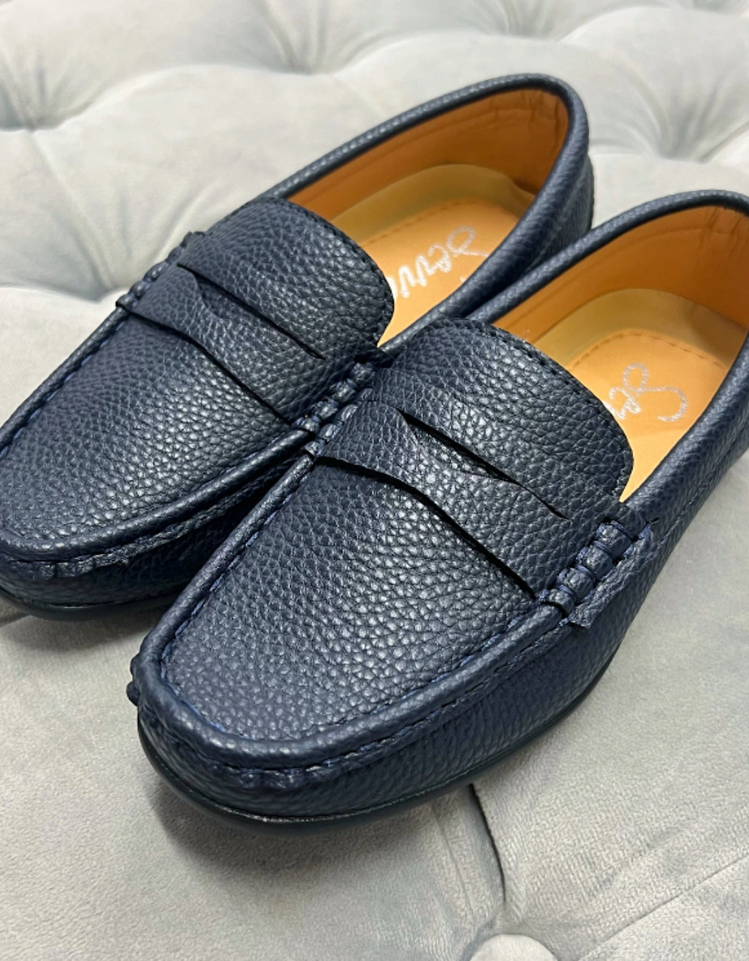 Boys “Hugo” Navy Loafer Shoe, 5 of 4