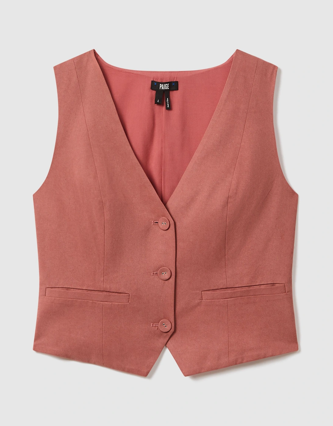 Paige Dusk Pink Tailored Single Breasted Waistcoat, 2 of 1