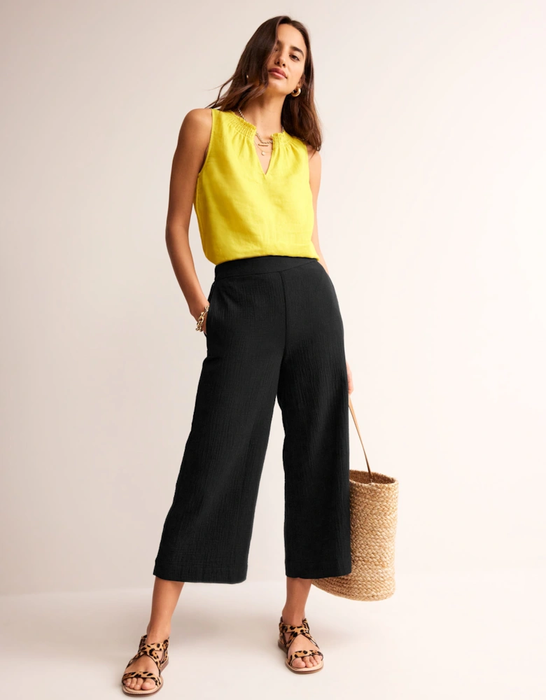 Double Cloth Cropped Trousers