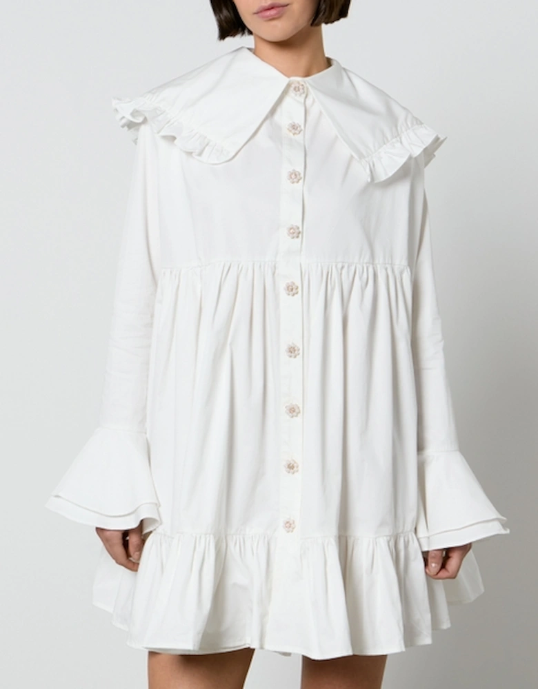 Curious Collar Cotton-Poplin Mini Dress
