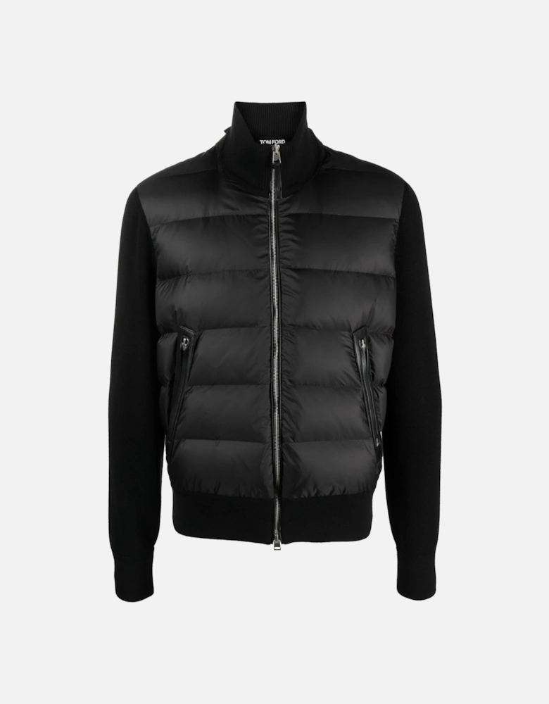 Nylon Front Funnel Neck Black