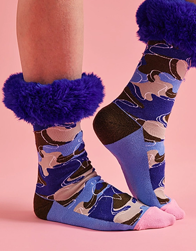 Multi Silk Blend & Faux Fur Socks