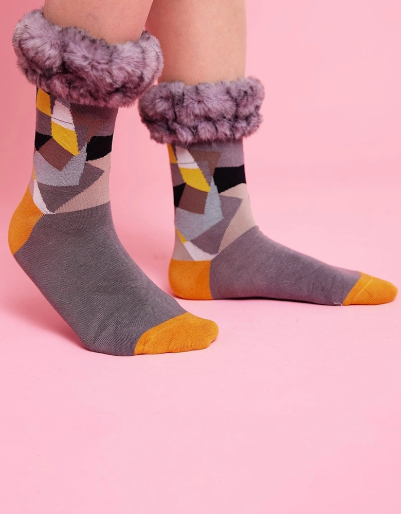 Faux Fur Trim Silk blend Socks
