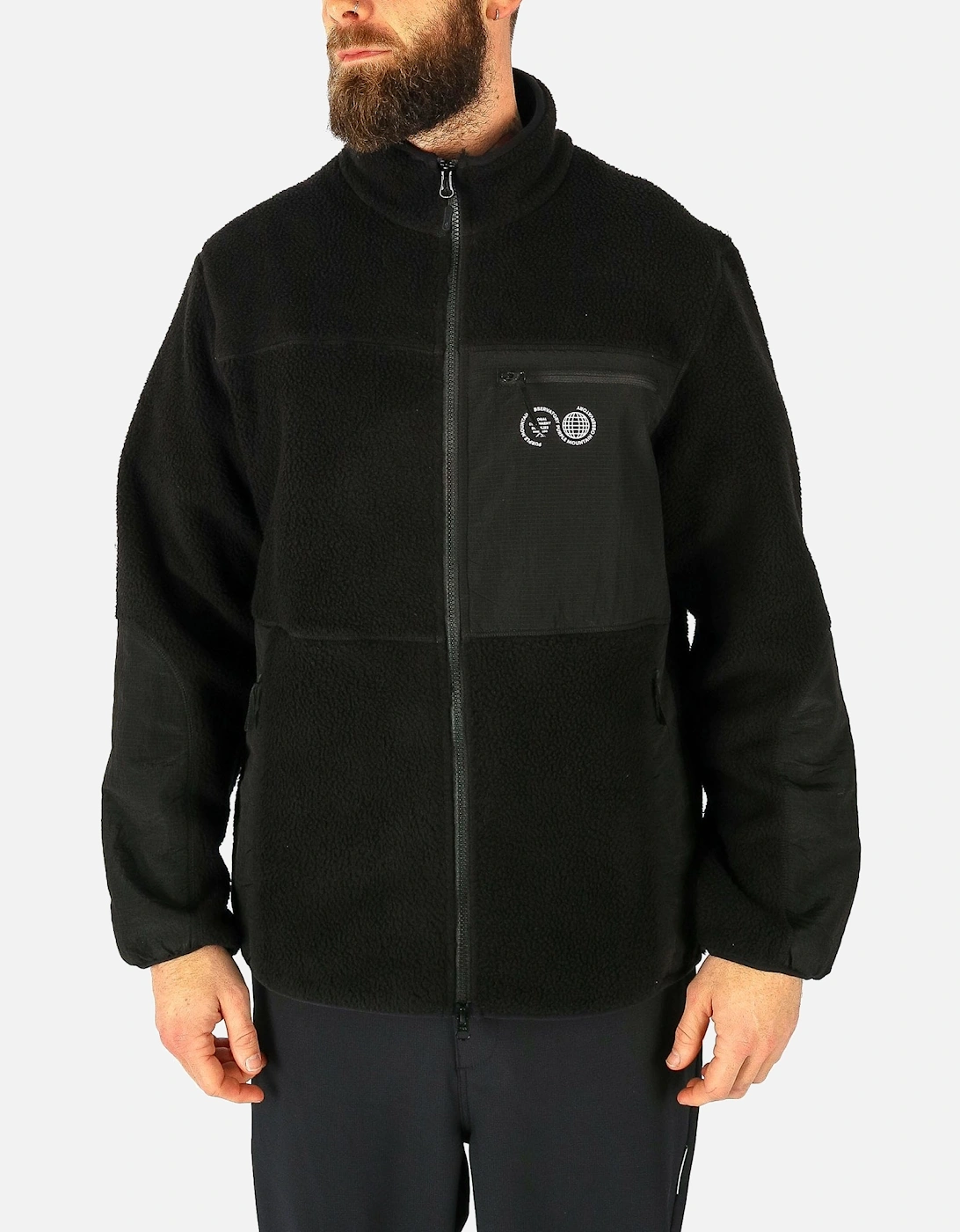 Borg Zip Pocket Black Fleece Jacket, 5 of 4
