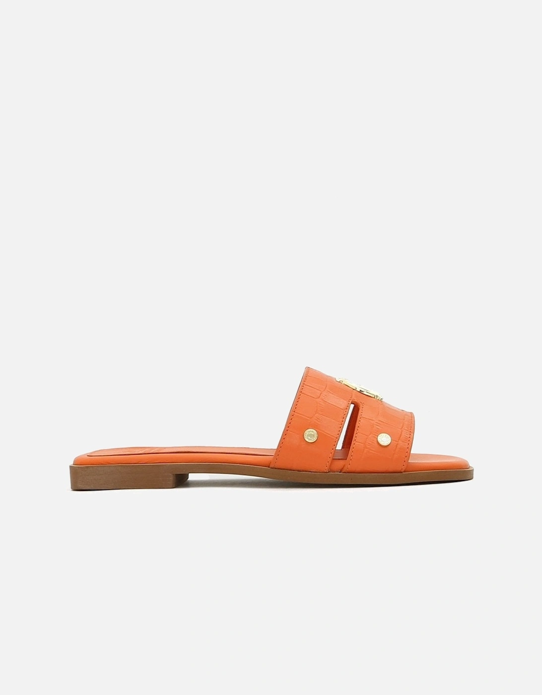 Monogram Croc Orange Slides