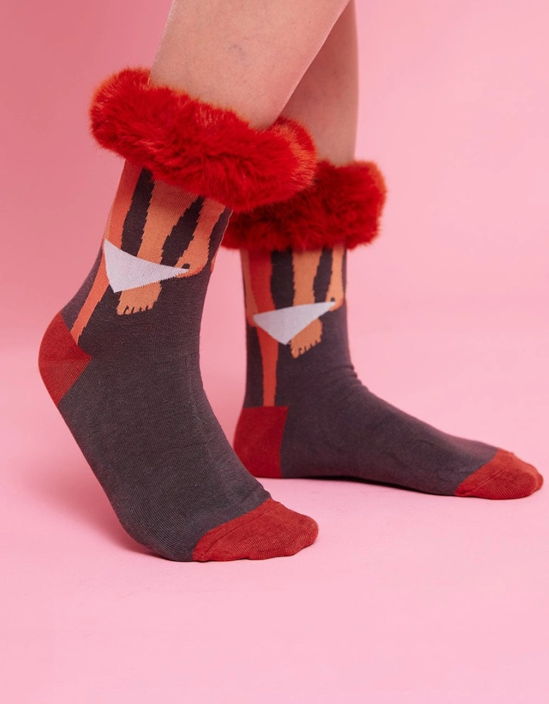 Silk Blend Faux Fur Socks