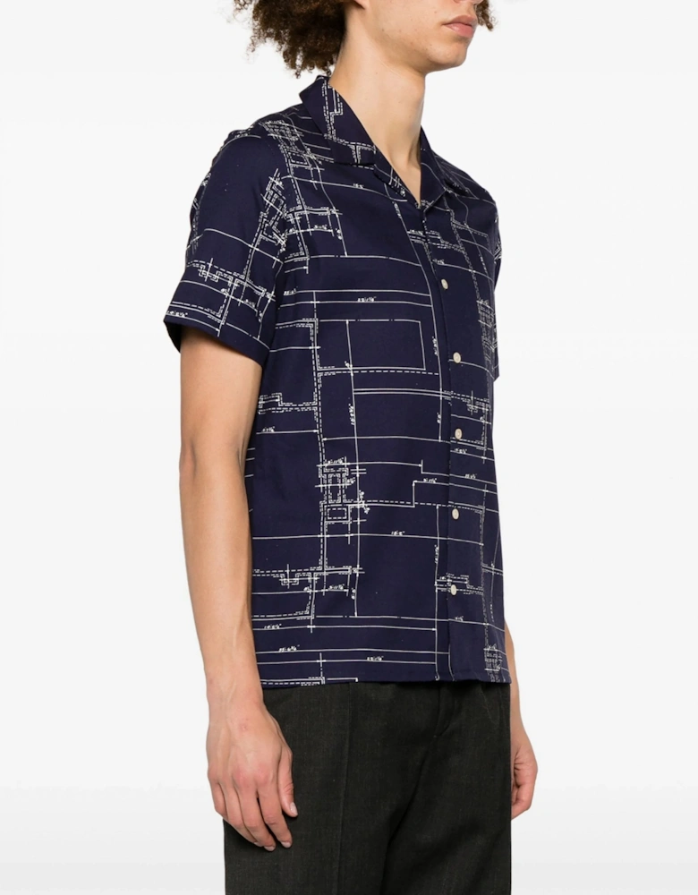 Short Sleeve Print Shirt Navy