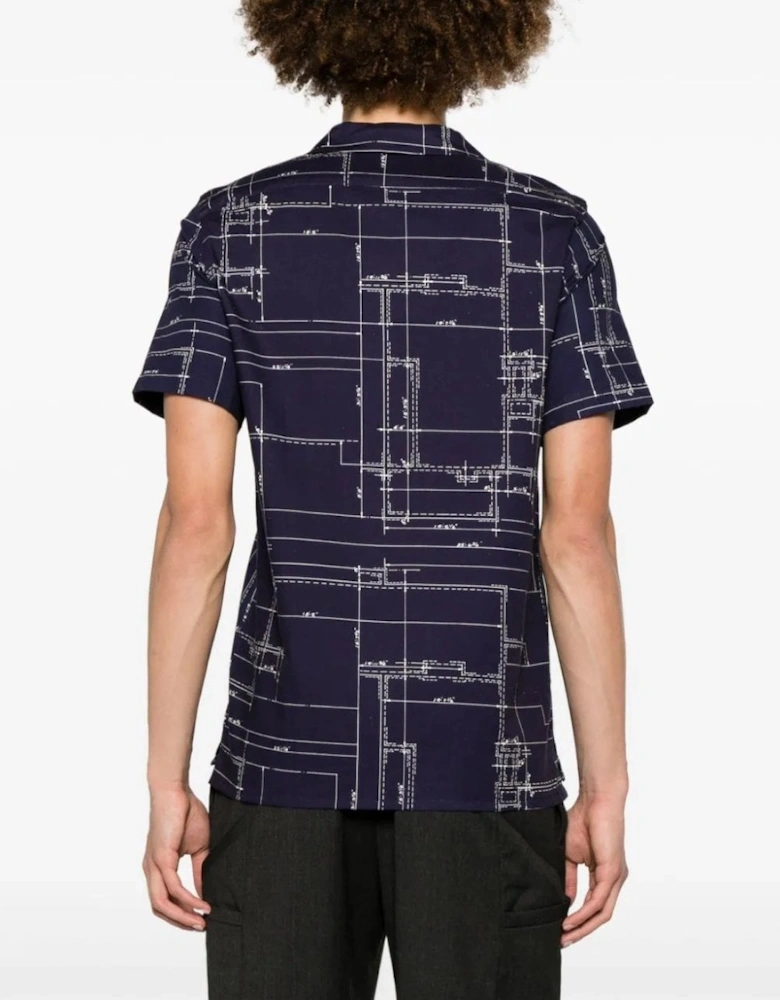 Short Sleeve Print Shirt Navy