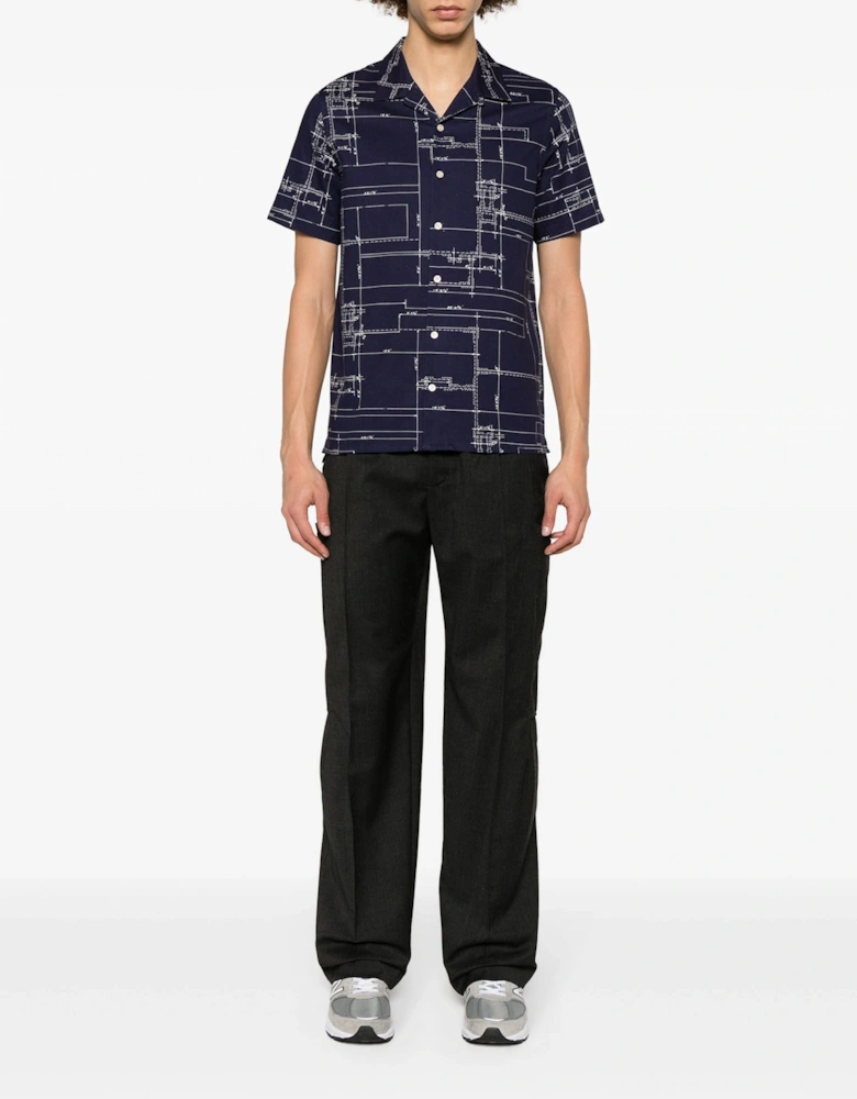 Short Sleeve Print Shirt Navy