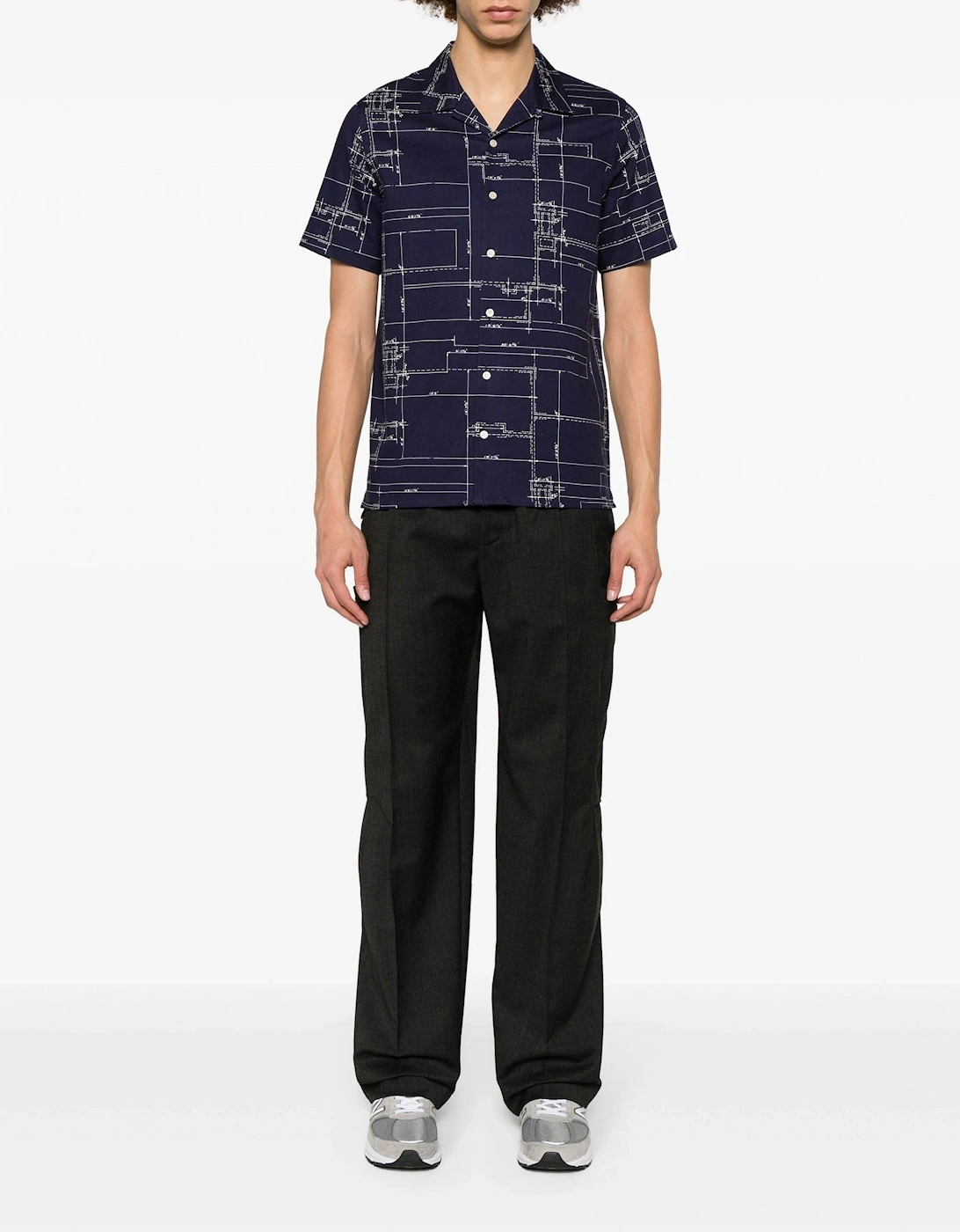 Short Sleeve Print Shirt Navy