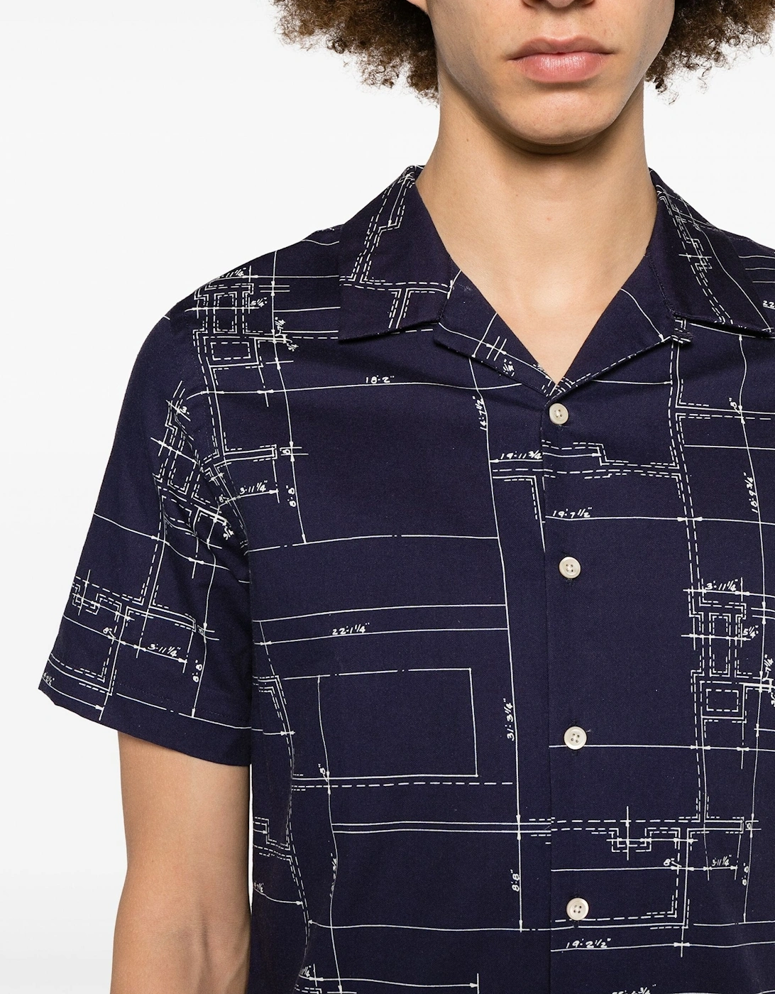 Short Sleeve Print Shirt Navy