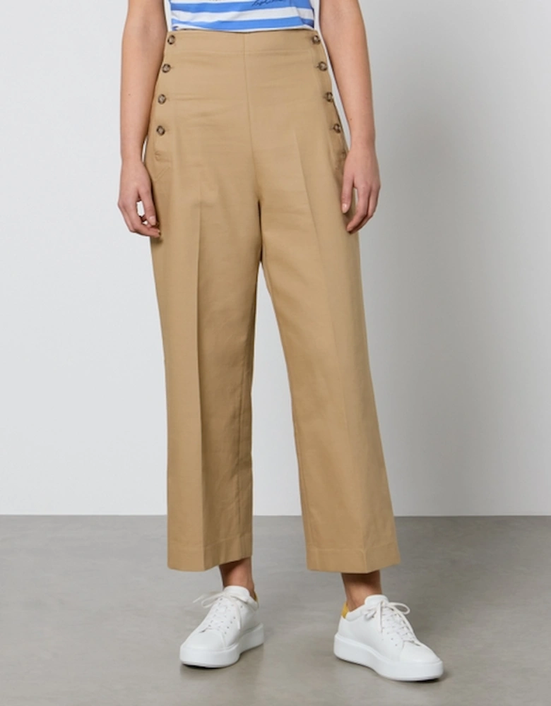 Cropped Cotton-Twill Wide-Leg Trousers