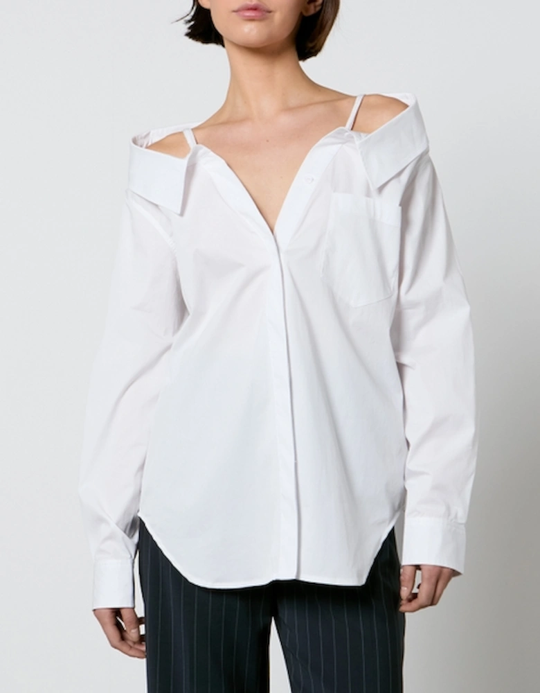 Off-The-Shoulder Cotton-Poplin Shirt
