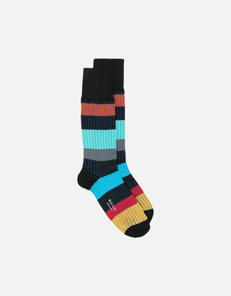 Errol Stripe Socks Navy Multicoloured
